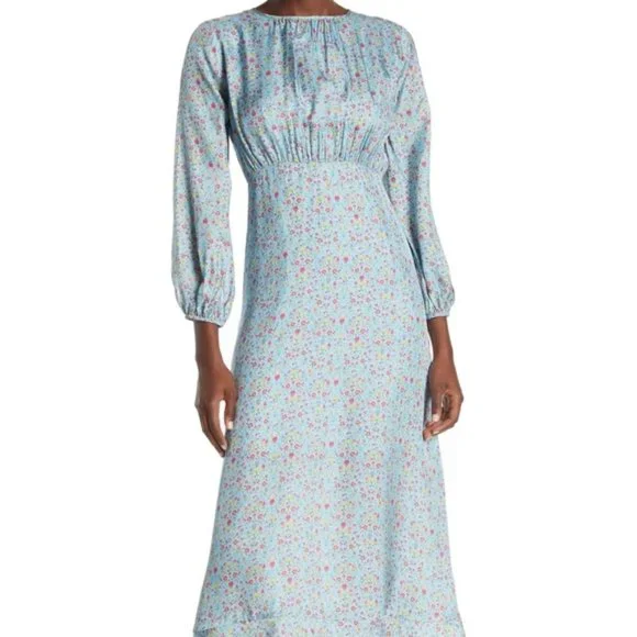 cynthia rowley blue and white dress Cynthia Rowley Floral-print Midi Dress